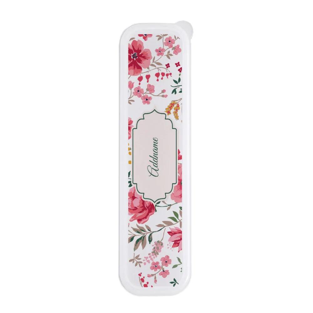 Flora Cerise Tiffin Carrier, Jute Tote Bag  & Cutlery Set [FREE Custom Add Name]