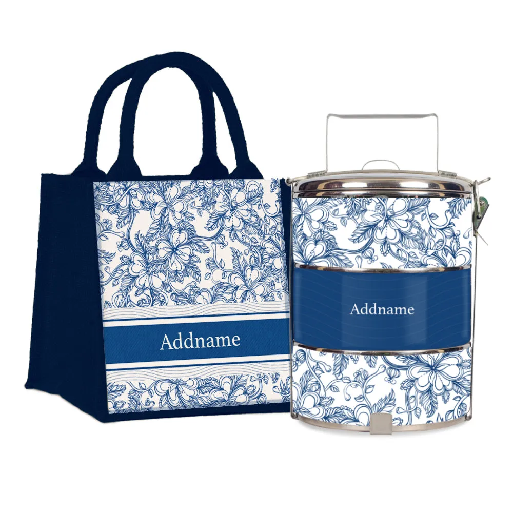 Floral Artline Series 3-Tier Standard Medium 14cm Tiffin Carrier [FREE Custom Add Name]