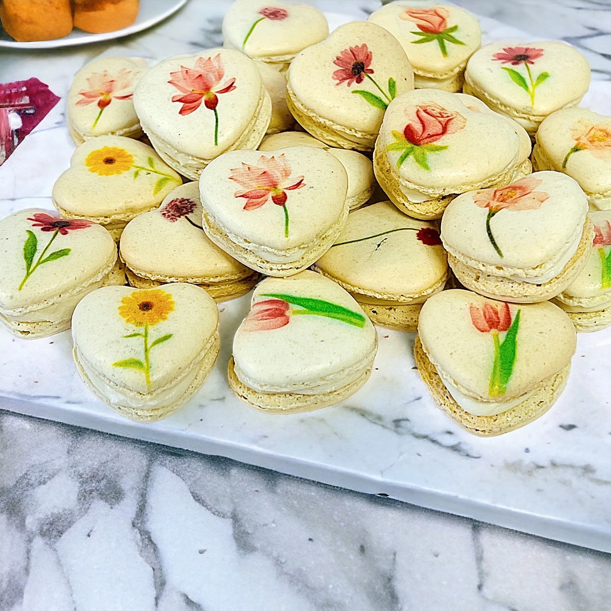 Floral Delight Heart-Shaped Macarons