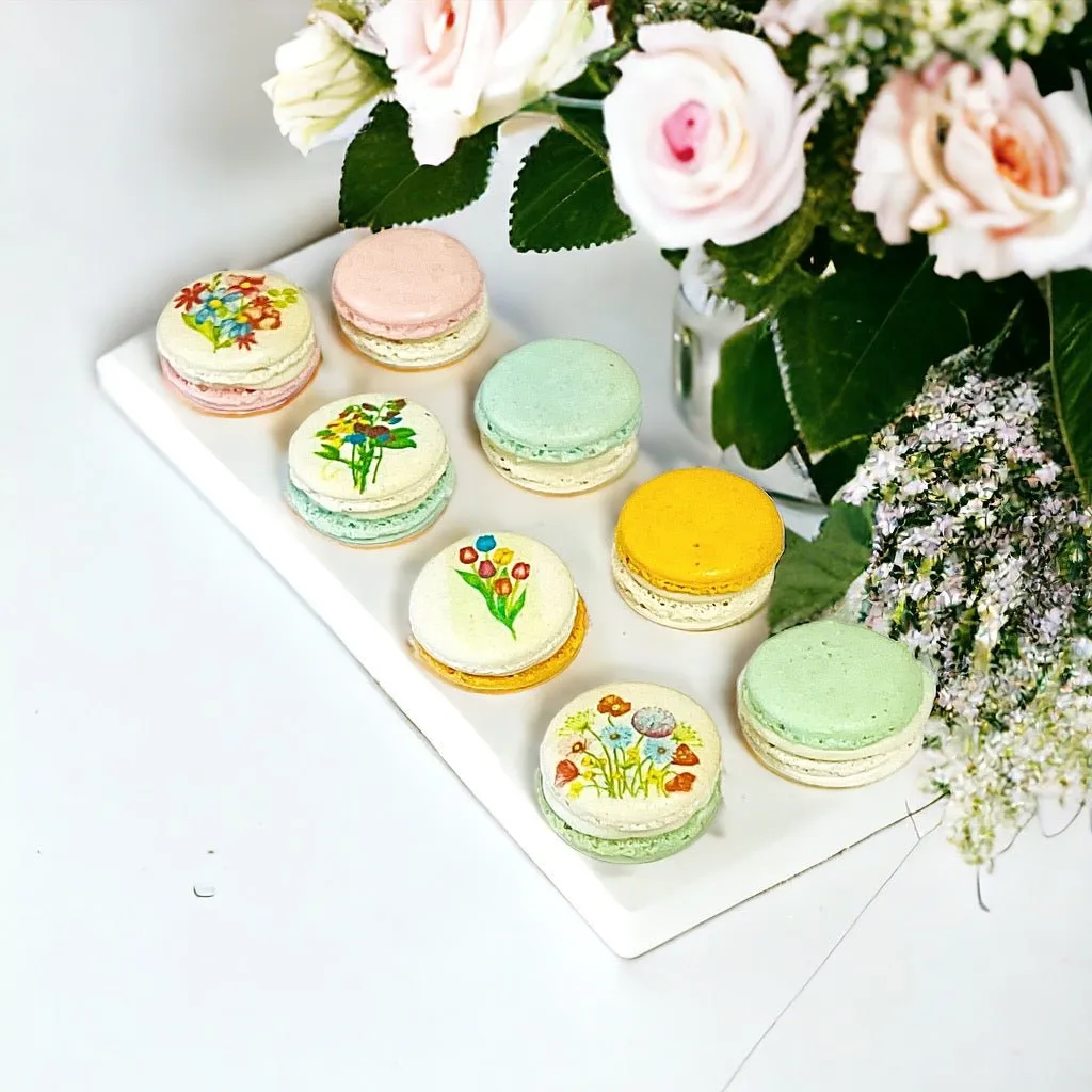 Floral Delight Heart-Shaped Macarons