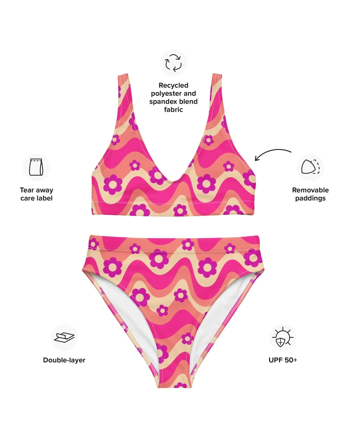 Flower Power Pink Recycled High Waisted Bottoms