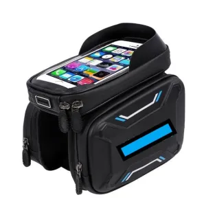 Front-Mount Touchscreen Bike Bag, Earphone Jack Slot Pockets Sun Visor