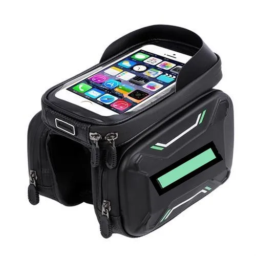 Front-Mount Touchscreen Bike Bag, Earphone Jack Slot Pockets Sun Visor