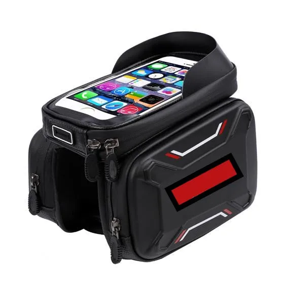 Front-Mount Touchscreen Bike Bag, Earphone Jack Slot Pockets Sun Visor