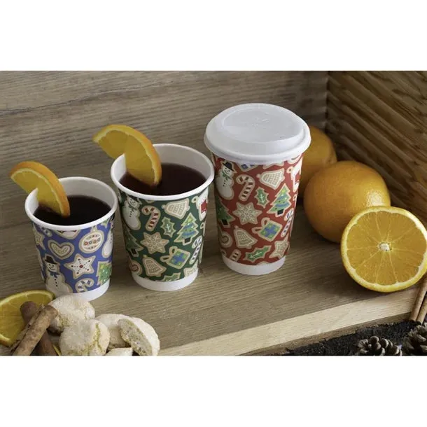 FU460 Vegware Double Wall Red Christmas Cup 89-Series 16oz (Pack of 400)