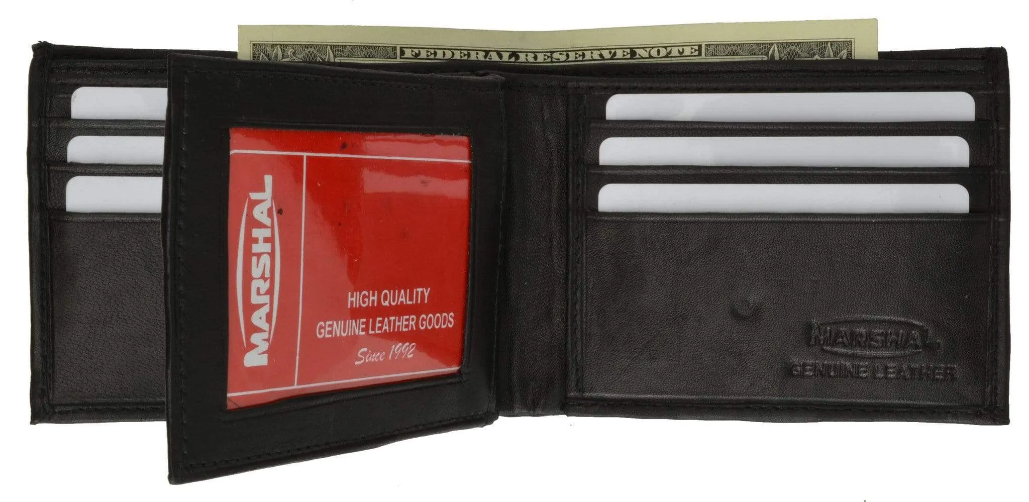Genuine Leather Mens Bifold Credit Card ID Holder Wallet Motorcycle Design 1146-8 (C)