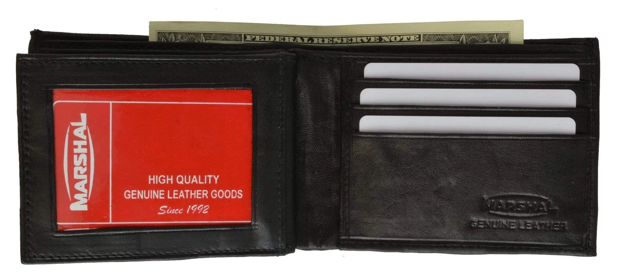 Genuine Leather Mens Bifold Credit Card ID Holder Wallet Motorcycle Design 1146-8 (C)