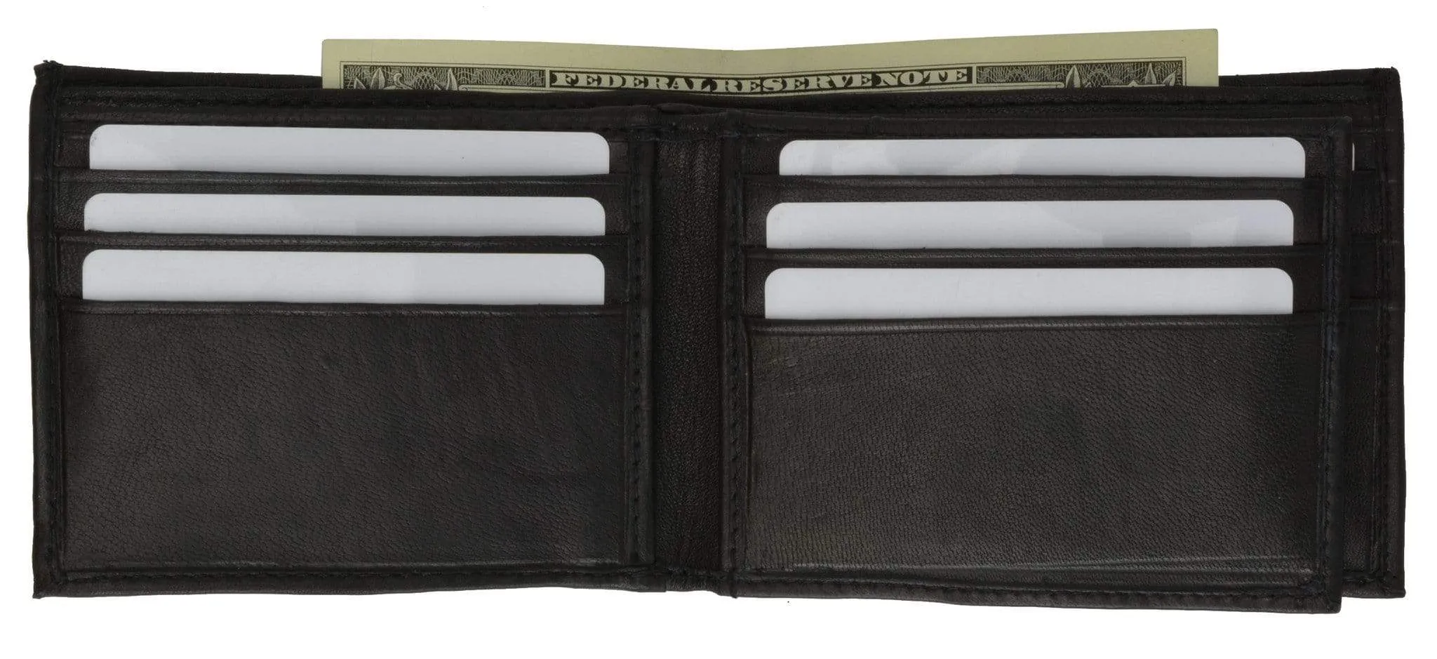 Genuine Leather Mens Bifold Credit Card ID Holder Wallet Motorcycle Design 1146-8 (C)