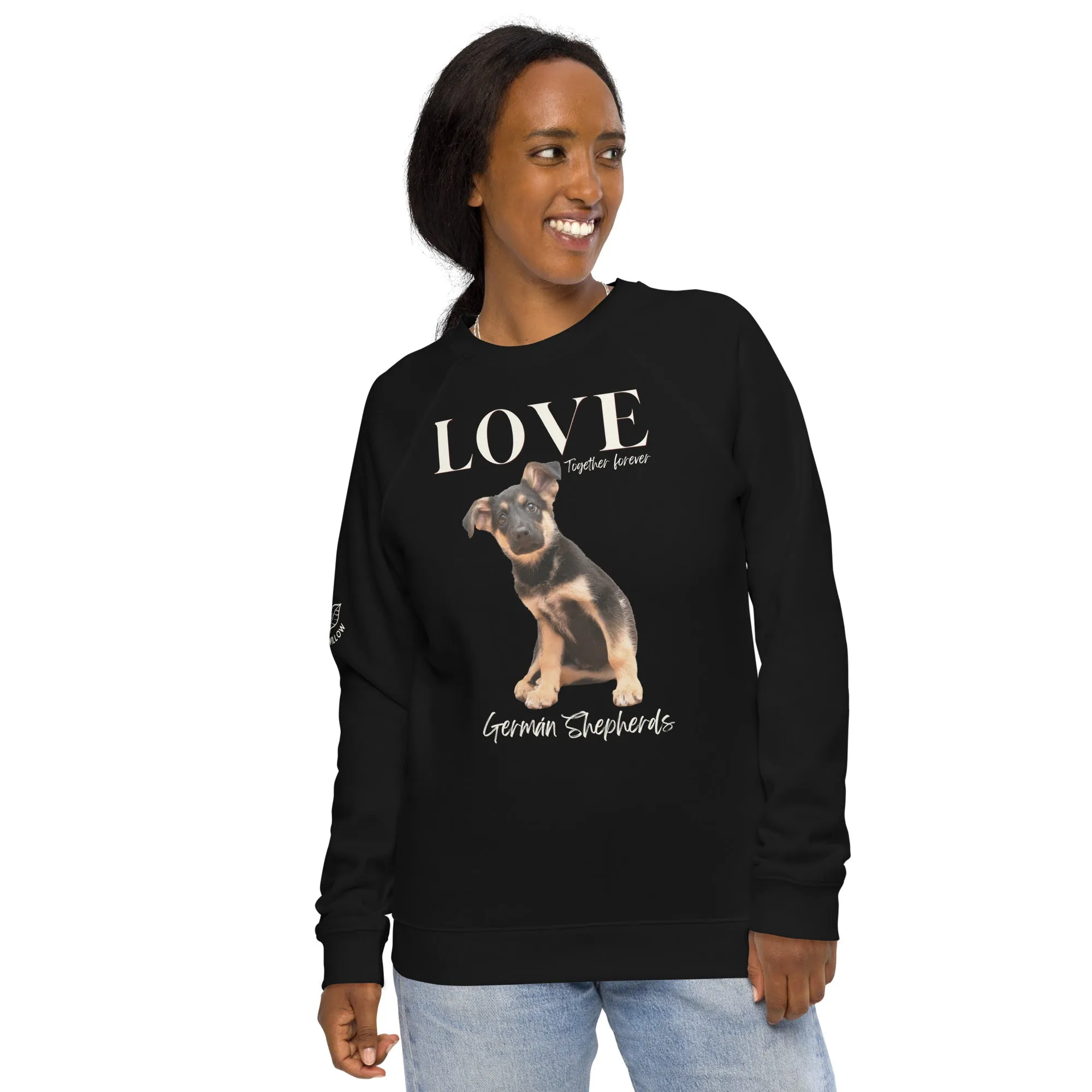 German Shepard lovers, organic raglan sweatshirt