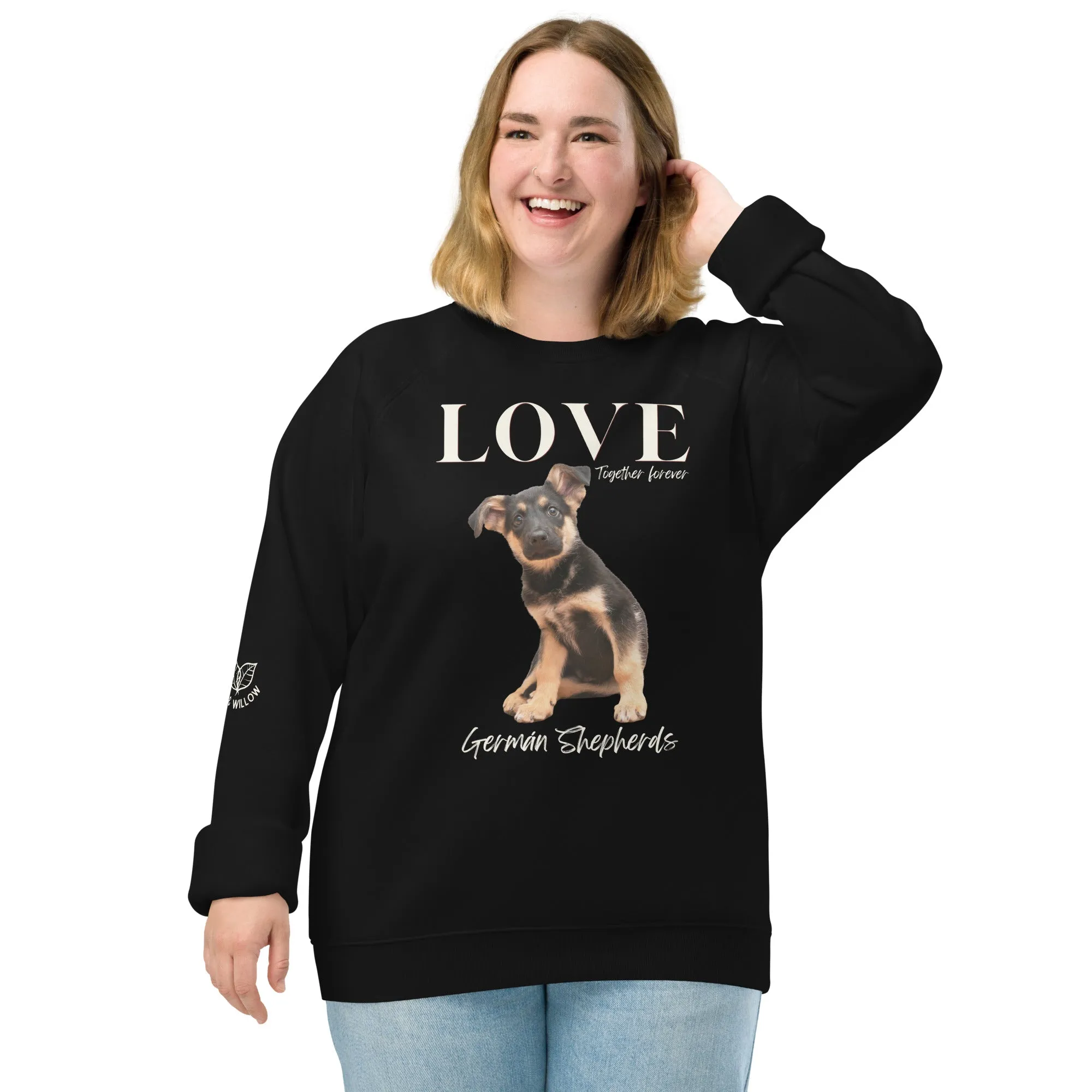 German Shepard lovers, organic raglan sweatshirt