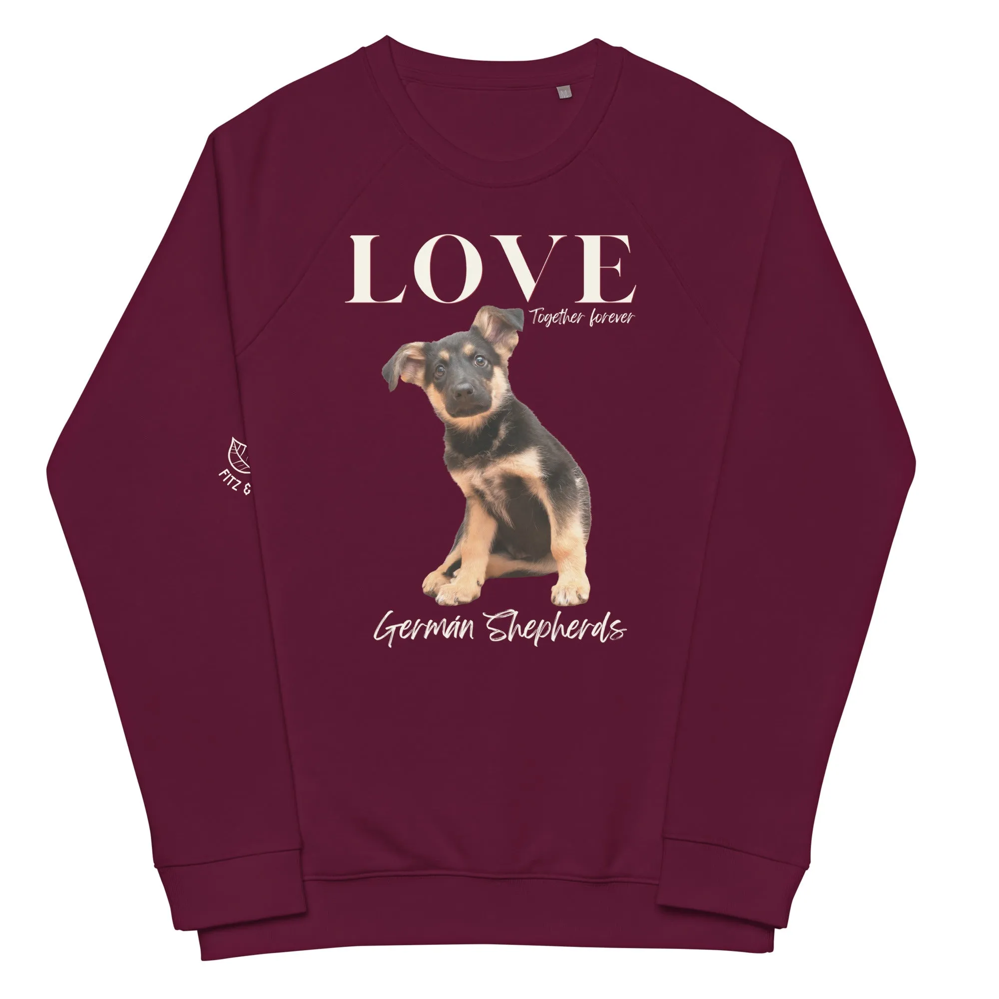 German Shepard lovers, organic raglan sweatshirt