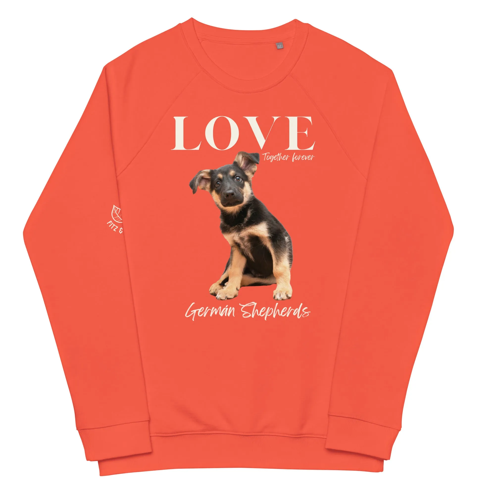 German Shepard lovers, organic raglan sweatshirt
