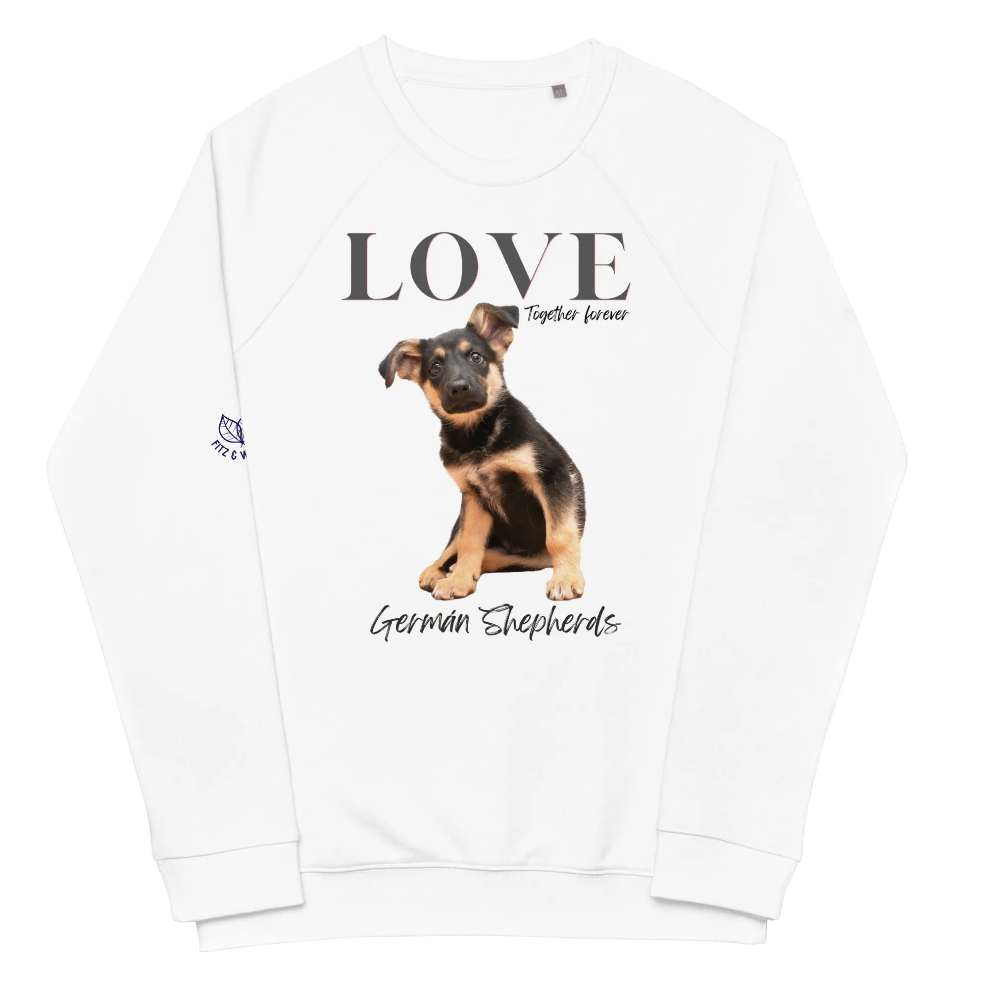 German Shepard lovers, organic raglan sweatshirt