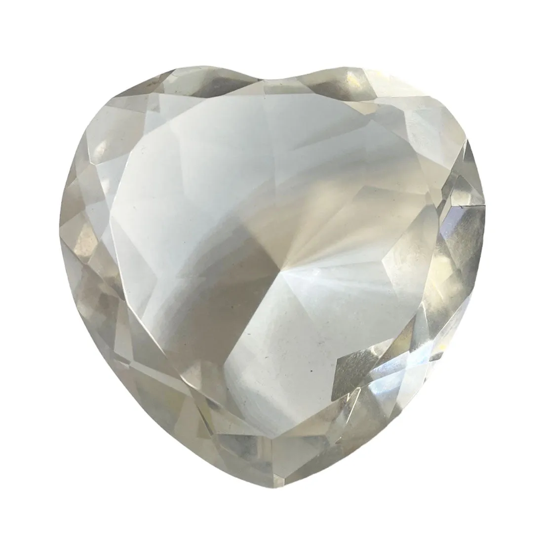 Glass Diamond Heart Jewel Paperweight- Clear (80mm)