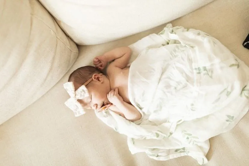 Green Leaves Bamboo Muslin Swaddle Blanket