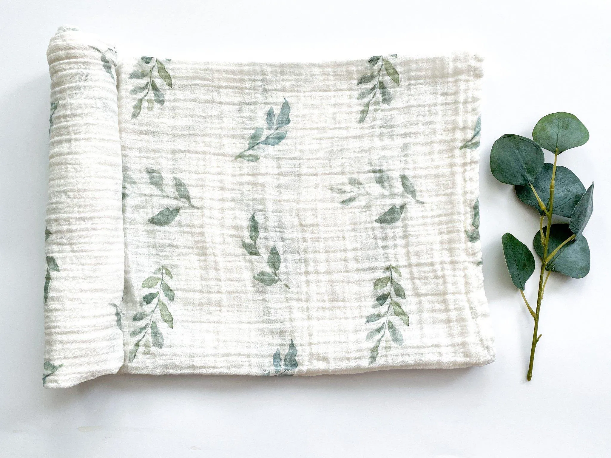 Green Leaves Bamboo Muslin Swaddle Blanket