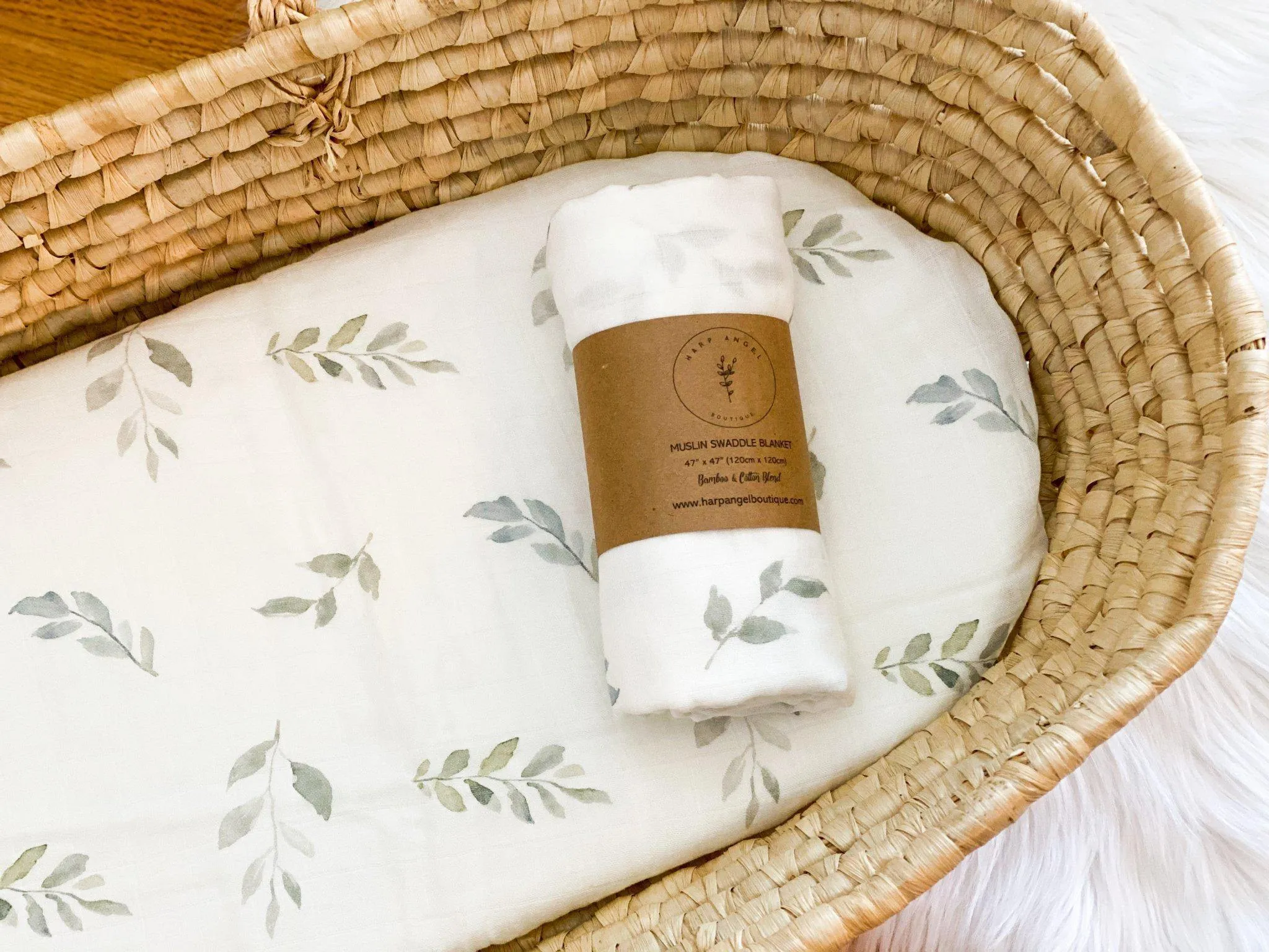 Green Leaves Bamboo Muslin Swaddle Blanket