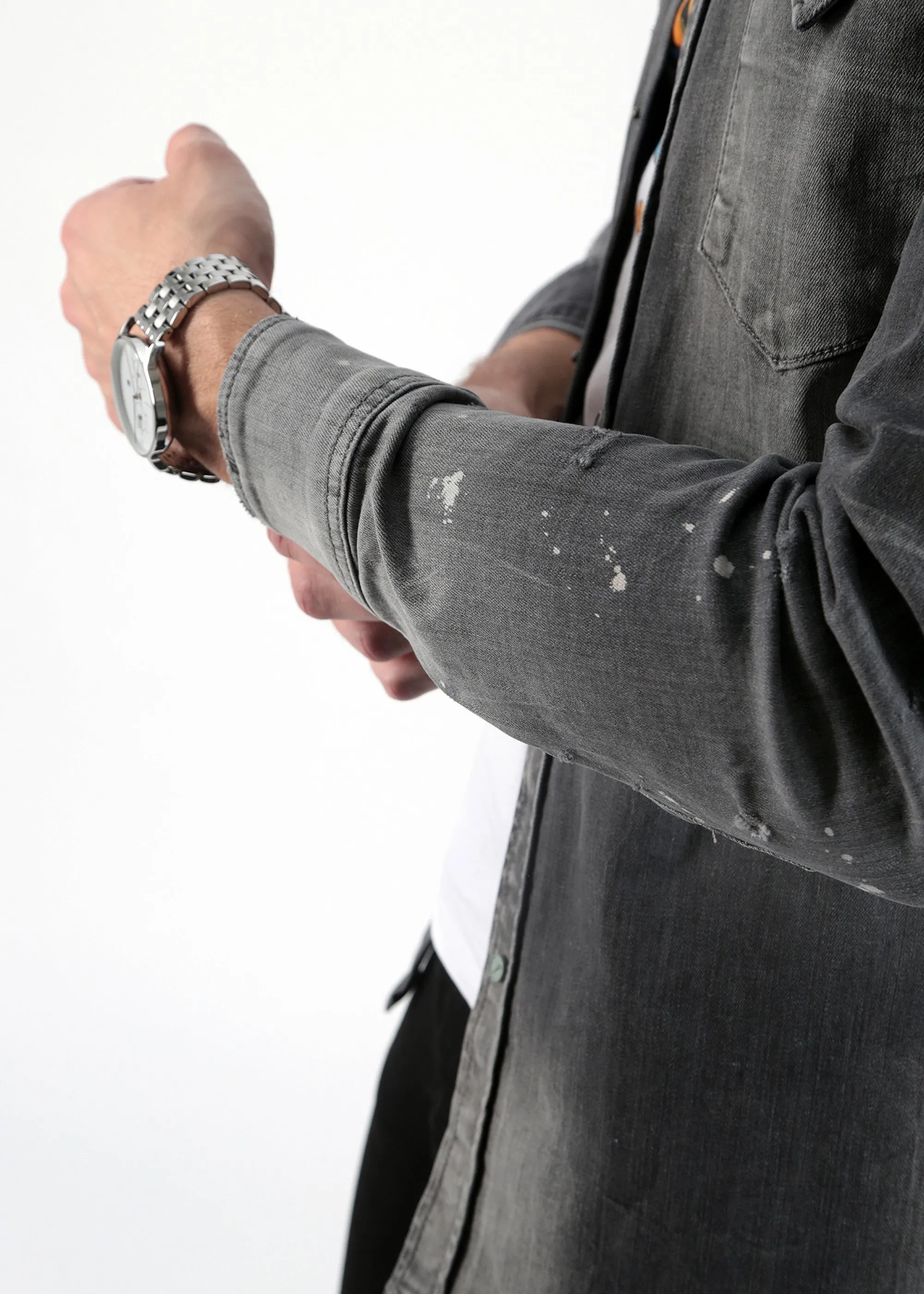 Grijze comfortabele blouse | M.O.D. men Blouse leaf grey