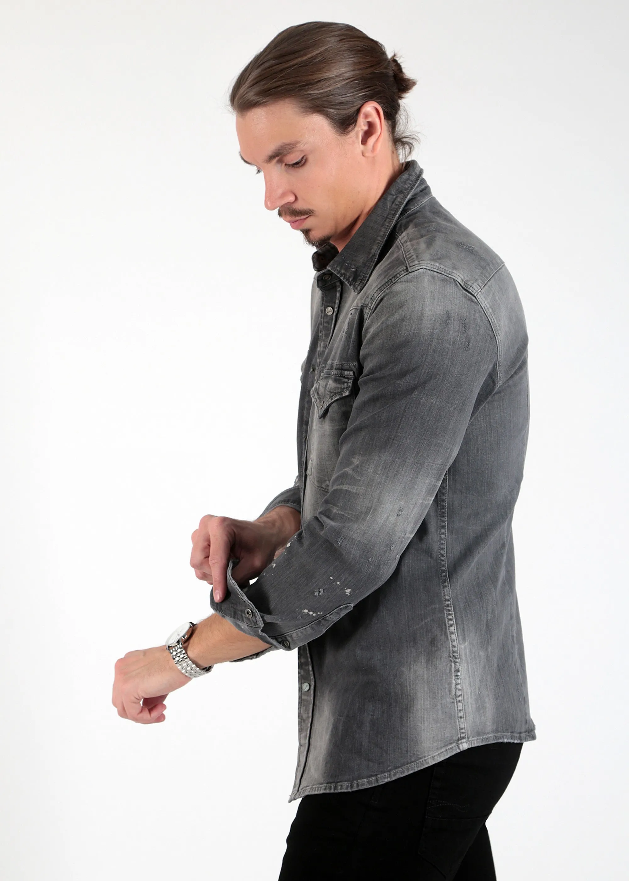 Grijze comfortabele blouse | M.O.D. men Blouse leaf grey