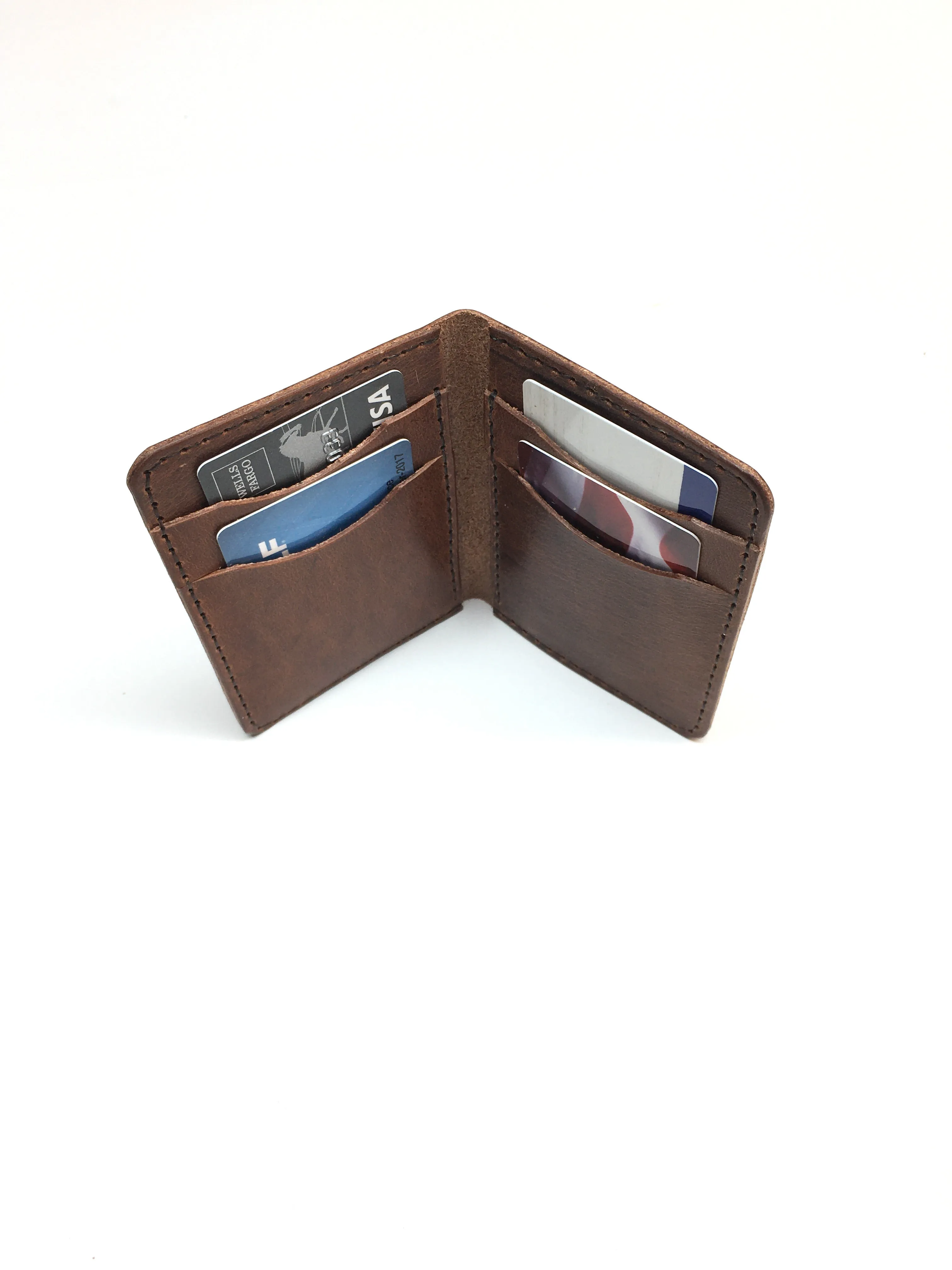 H B CARD WALLET | VERTICAL WALLET BROWN LEATHER