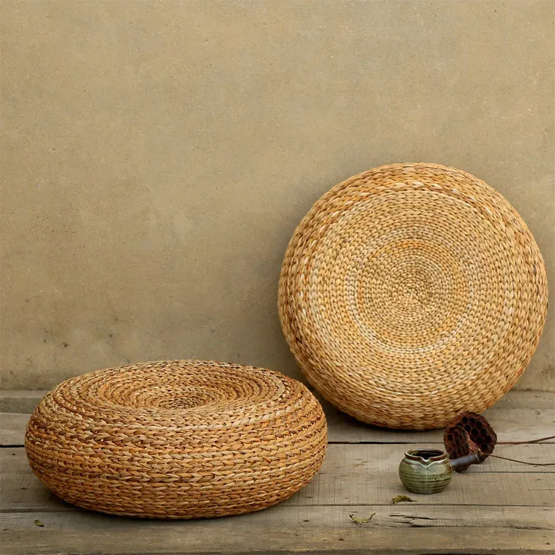 Handcrafted Eco-Friendly Straw Ottoman