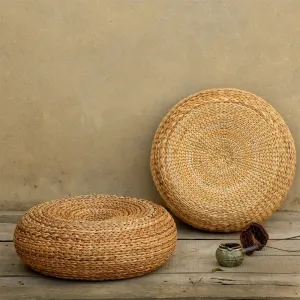 Handcrafted Eco-Friendly Straw Ottoman