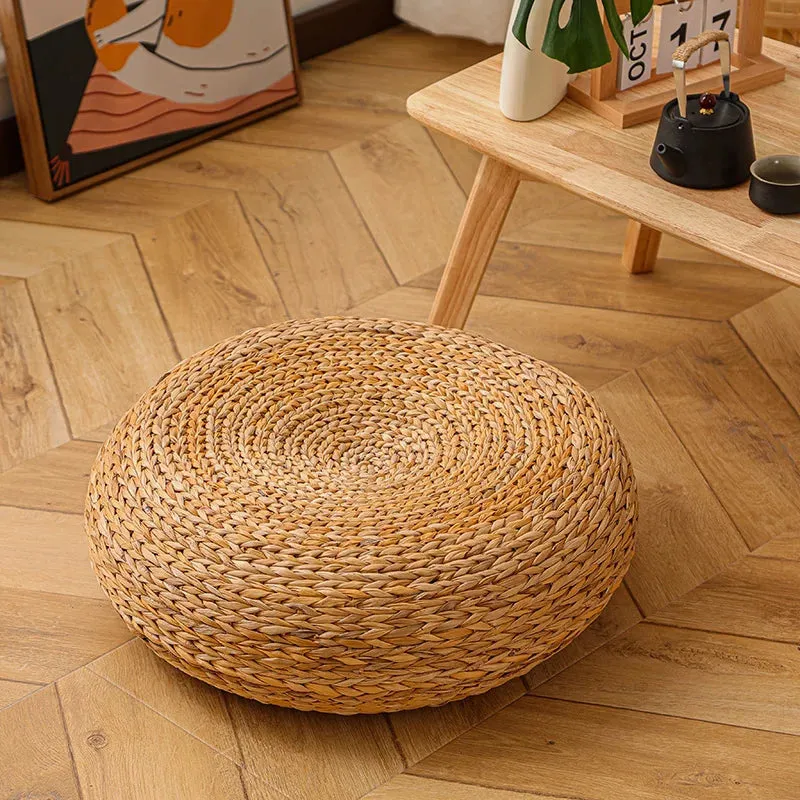 Handcrafted Eco-Friendly Straw Ottoman