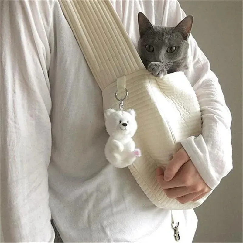 Handmade Pet Travel Sling Bag, 100% Cotton