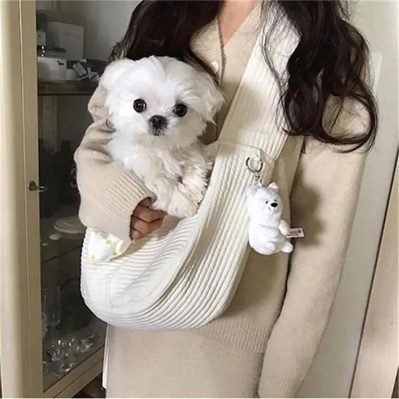 Handmade Pet Travel Sling Bag, 100% Cotton