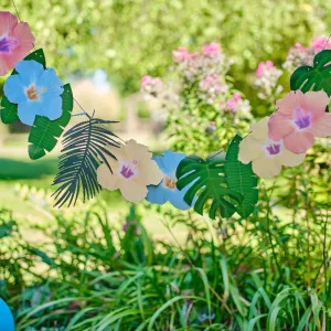 Hawaiian Palm Leaf & Hibiscus Flower Party Garland (2m)