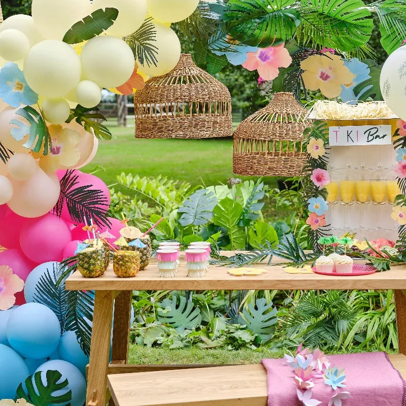 Hawaiian Palm Leaf & Hibiscus Flower Party Garland (2m)