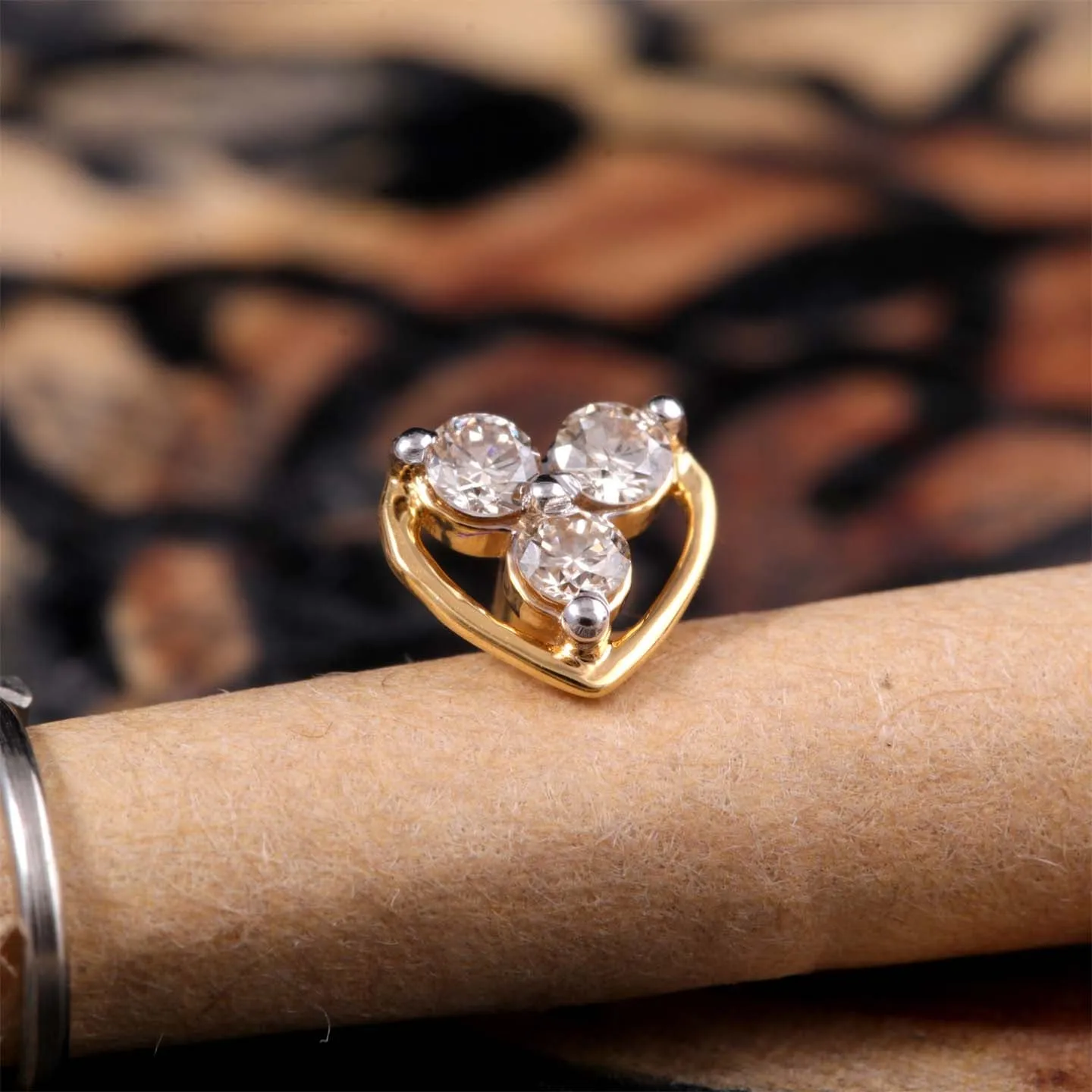 Heart Shape 0.08CT Diamond Nose Pin