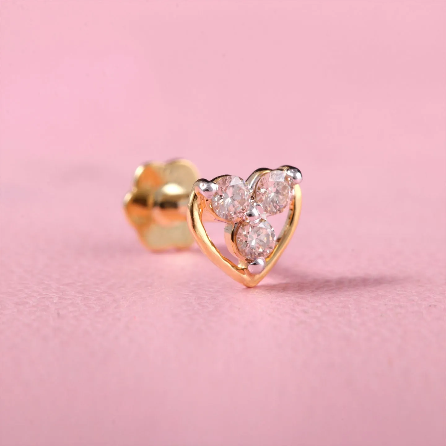 Heart Shape 0.08CT Diamond Nose Pin