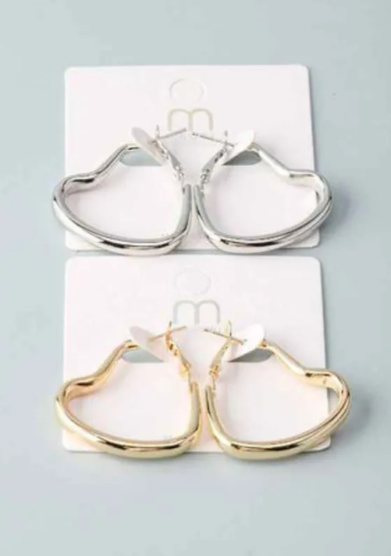 Heart Shaped Hoop Earrings - In 2 Colors