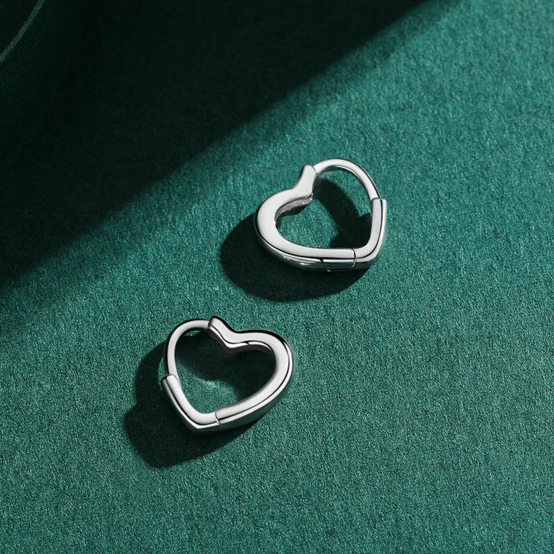 Heart-shaped Sterling Silver Earrings - Everyday Genie Collection