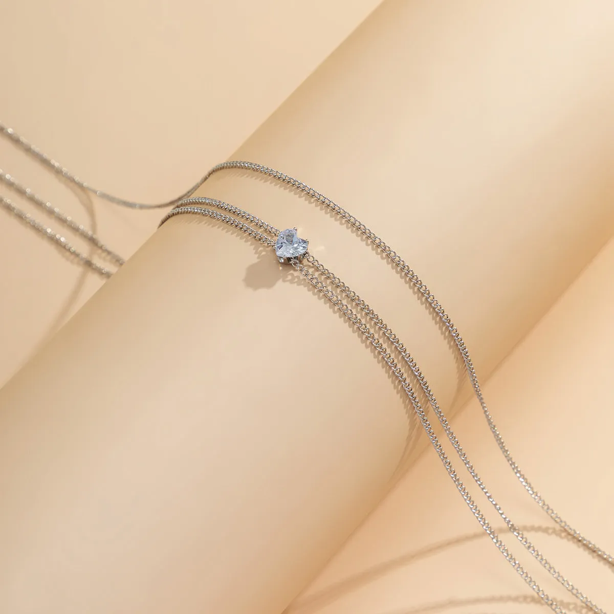 Heart-shaped Zircon Multi-layer Body Chain with Chainmail Waist Necklace