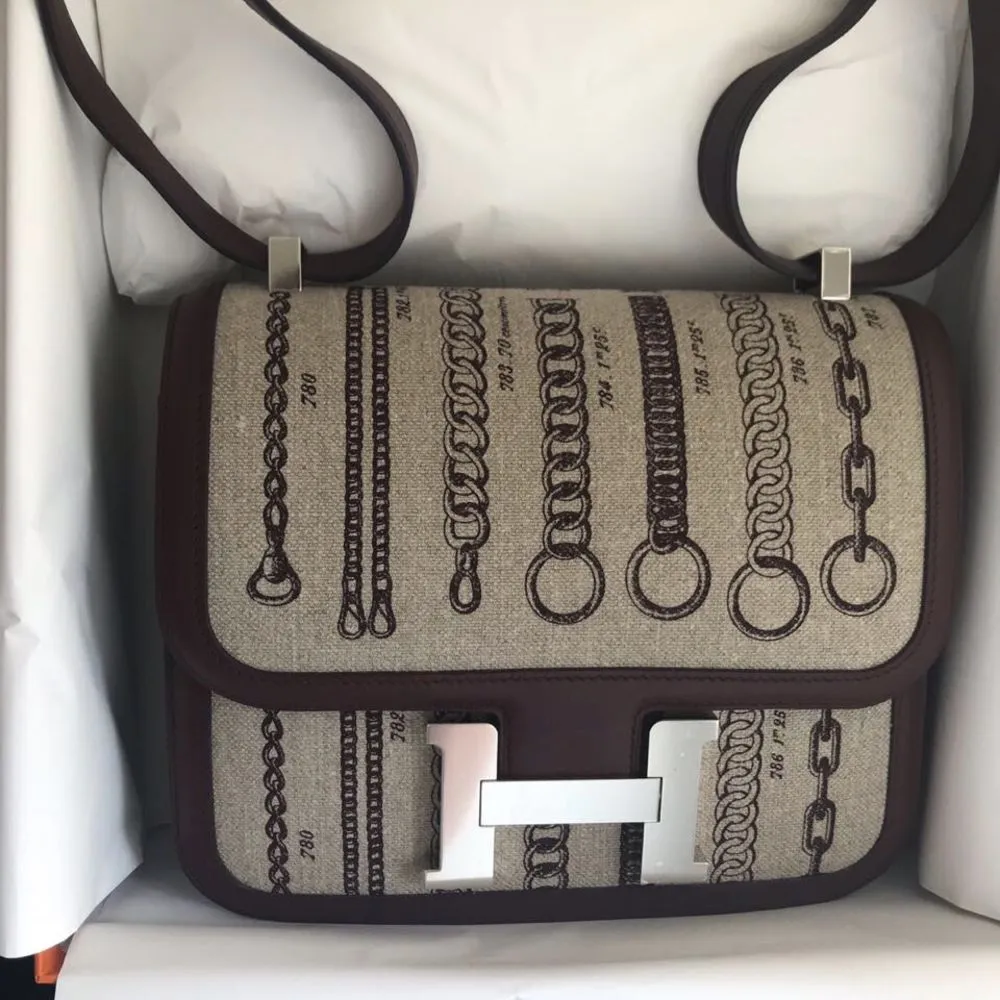 Hermès Constance Limited Edition 24 Bordeaux Toile déchaînée Toile Palladium Hardware PHW