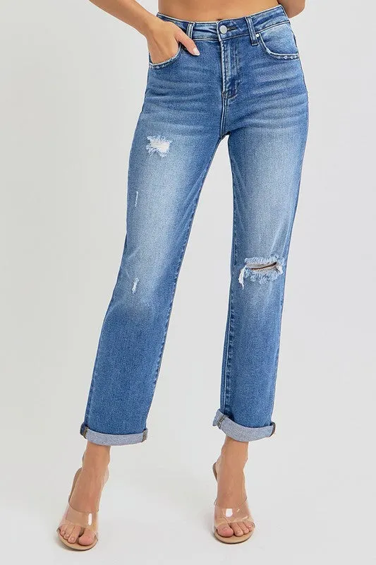 High Rise Crop GF Roll up Jeans