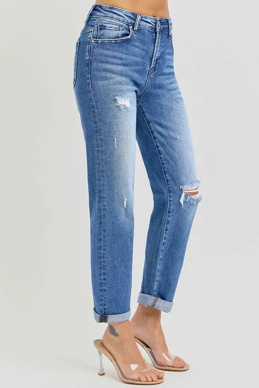 High Rise Crop GF Roll up Jeans