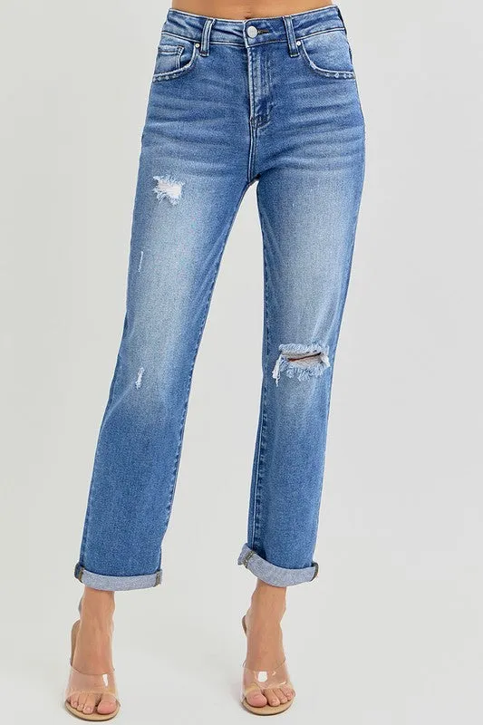 High Rise Crop GF Roll up Jeans
