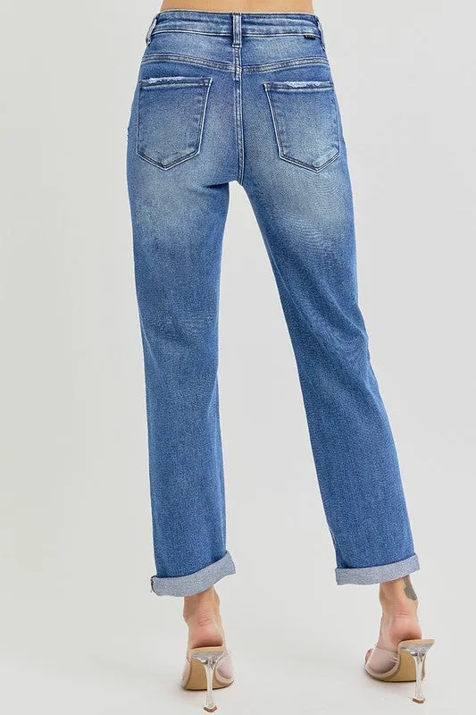 High Rise Crop GF Roll up Jeans