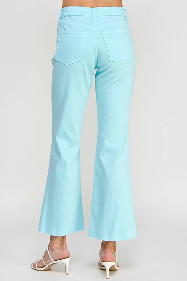HIGH RISE KICK FLARE JEANS WITH RAW CUT HEM IN LIMPET SHELL    /  SP-P11819LS