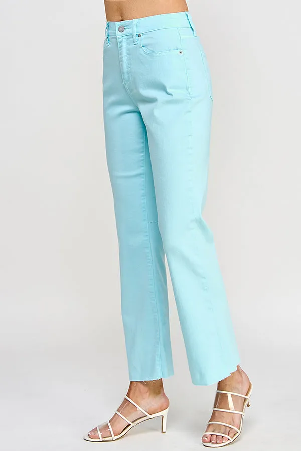 HIGH RISE KICK FLARE JEANS WITH RAW CUT HEM IN LIMPET SHELL    /  SP-P11819LS