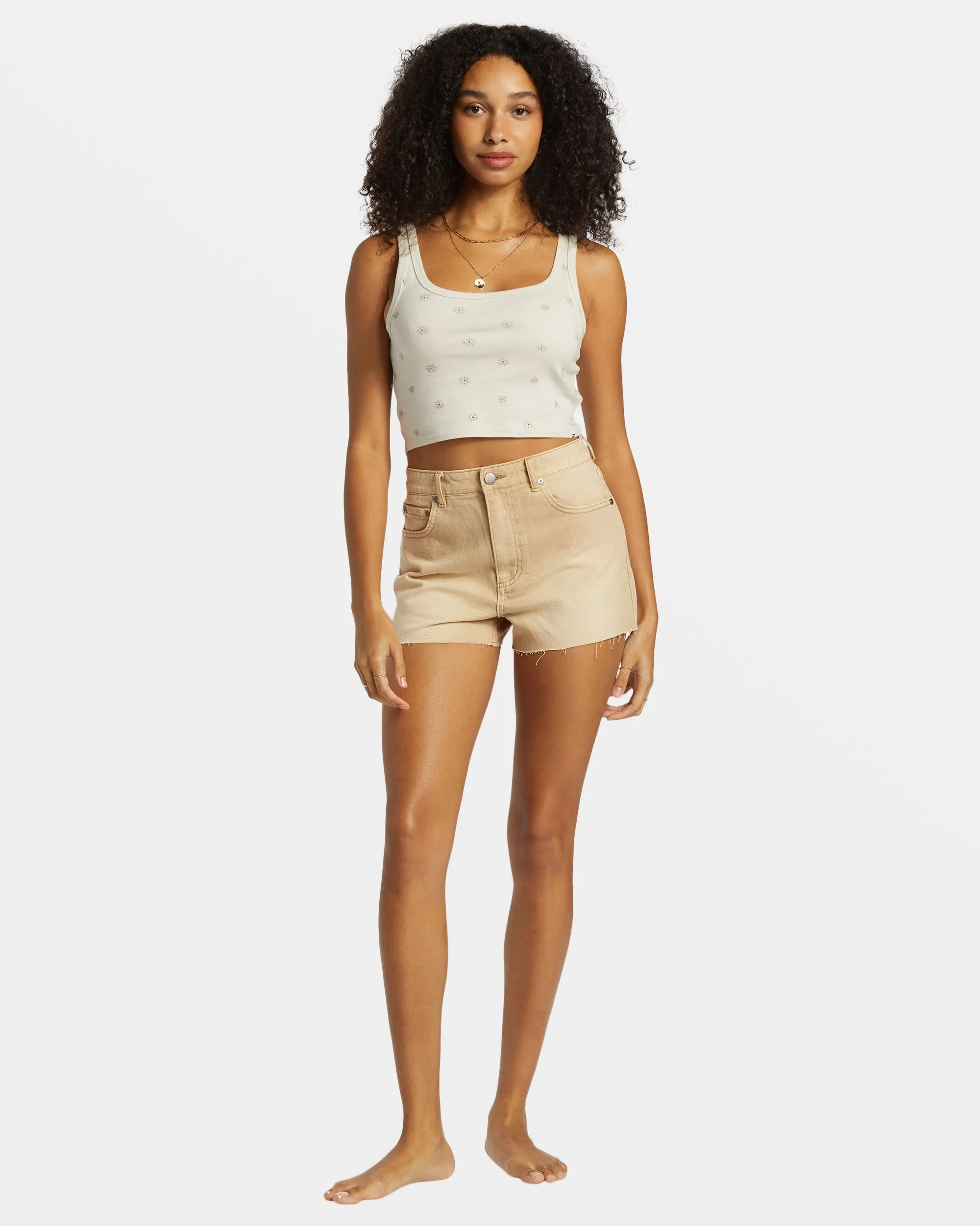 High Tides Denim Shorts - Khaki
