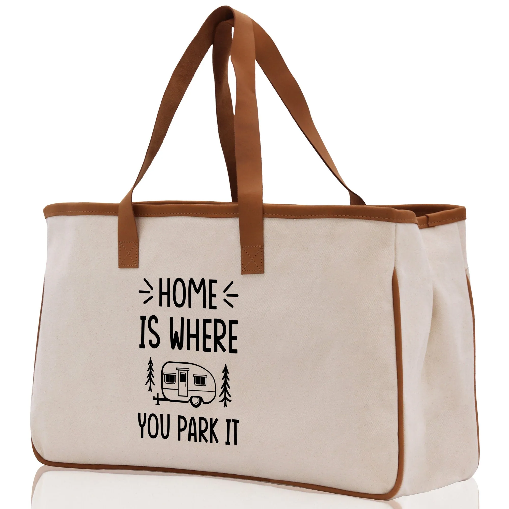 Home is Where You Park It Cotton Canvas Chic Tote Bag Camping Tote Camping Lover Gift Tote Bag Outdoor Tote Multipurpose Camper Tote