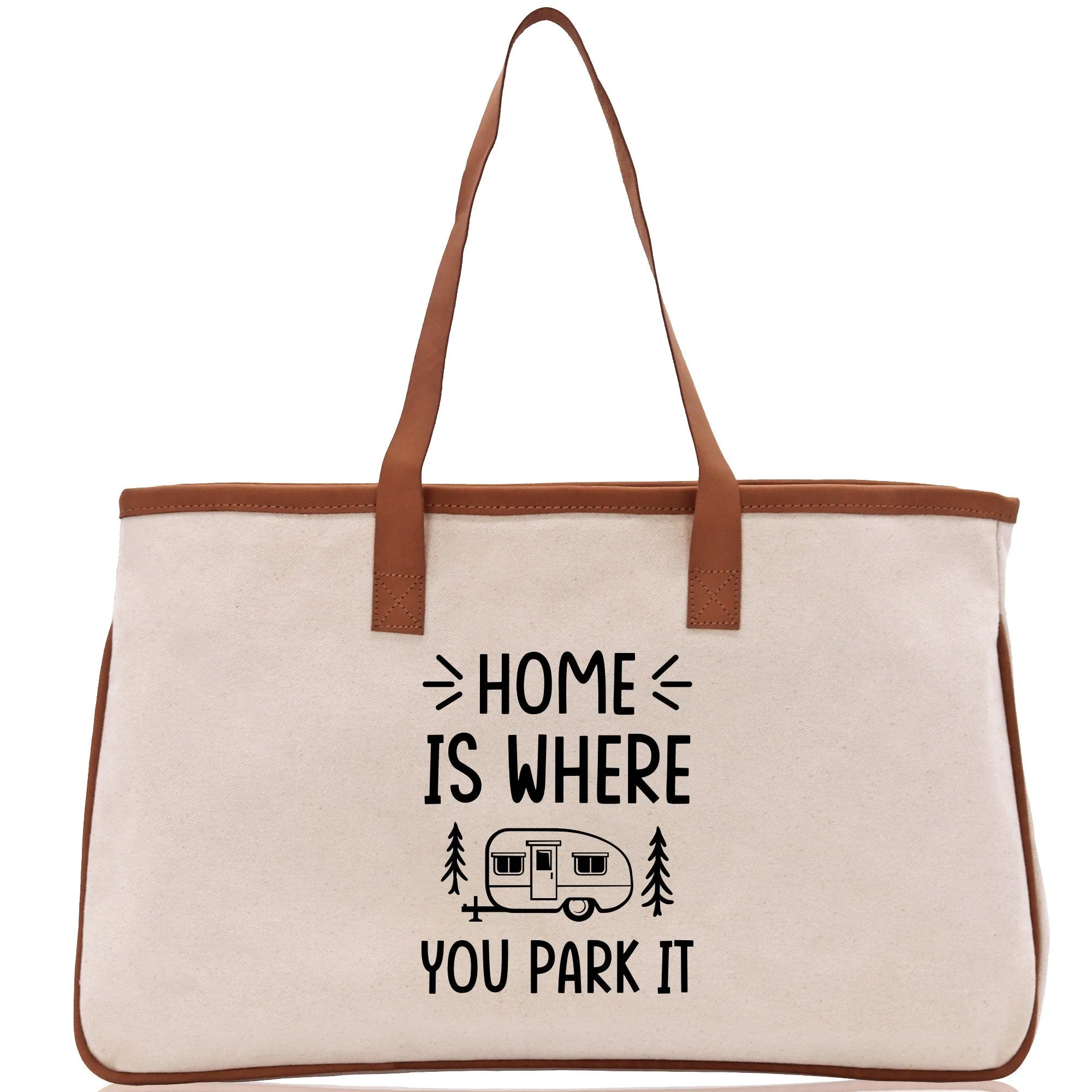 Home is Where You Park It Cotton Canvas Chic Tote Bag Camping Tote Camping Lover Gift Tote Bag Outdoor Tote Multipurpose Camper Tote