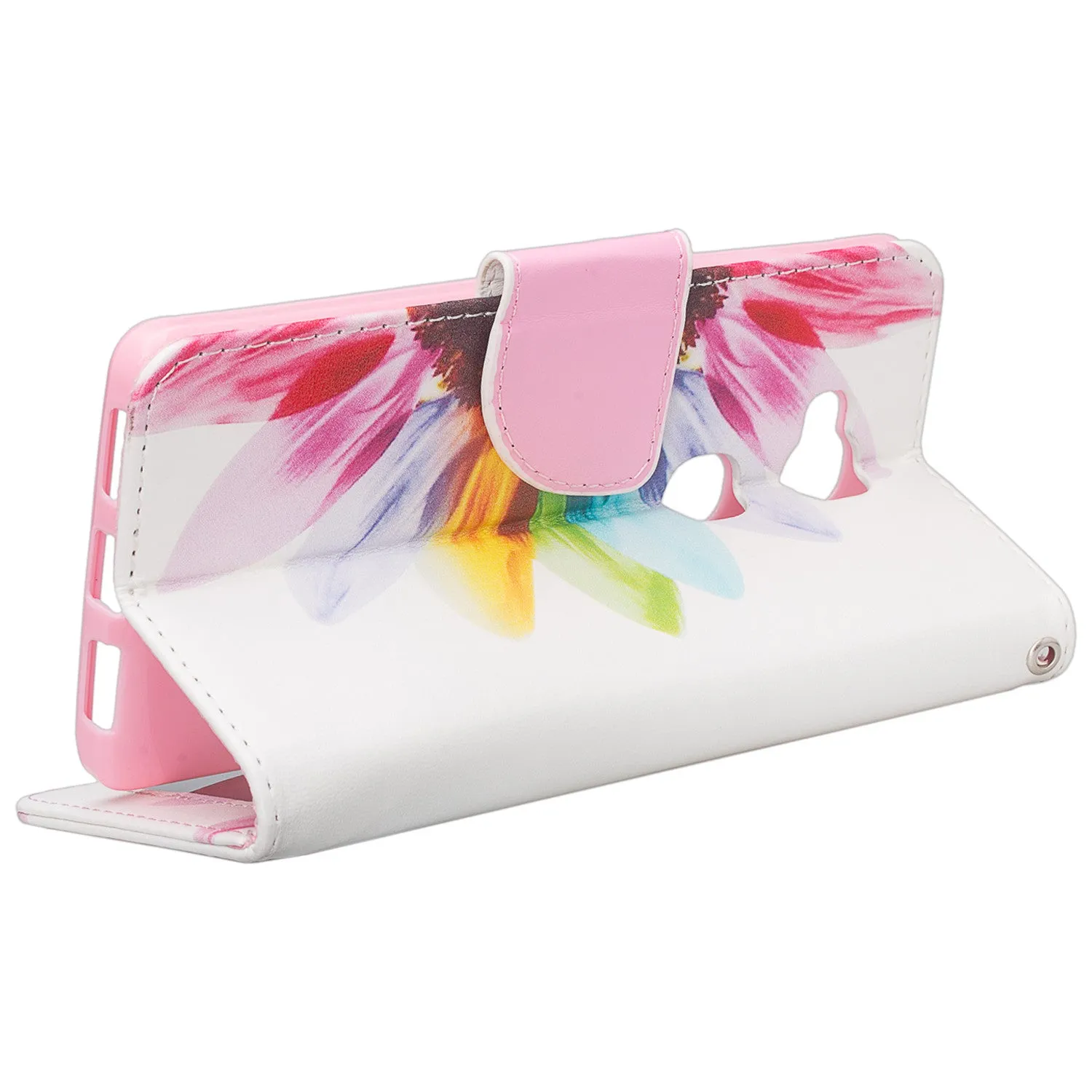 Huawei Sensa LTE Case, Wrist Strap Pu Leather Magnetic Fold[Kickstand] Wallet Case Cover with ID & Credit Card Slots for Huawei Sensa LTE - Vivid Sunflower