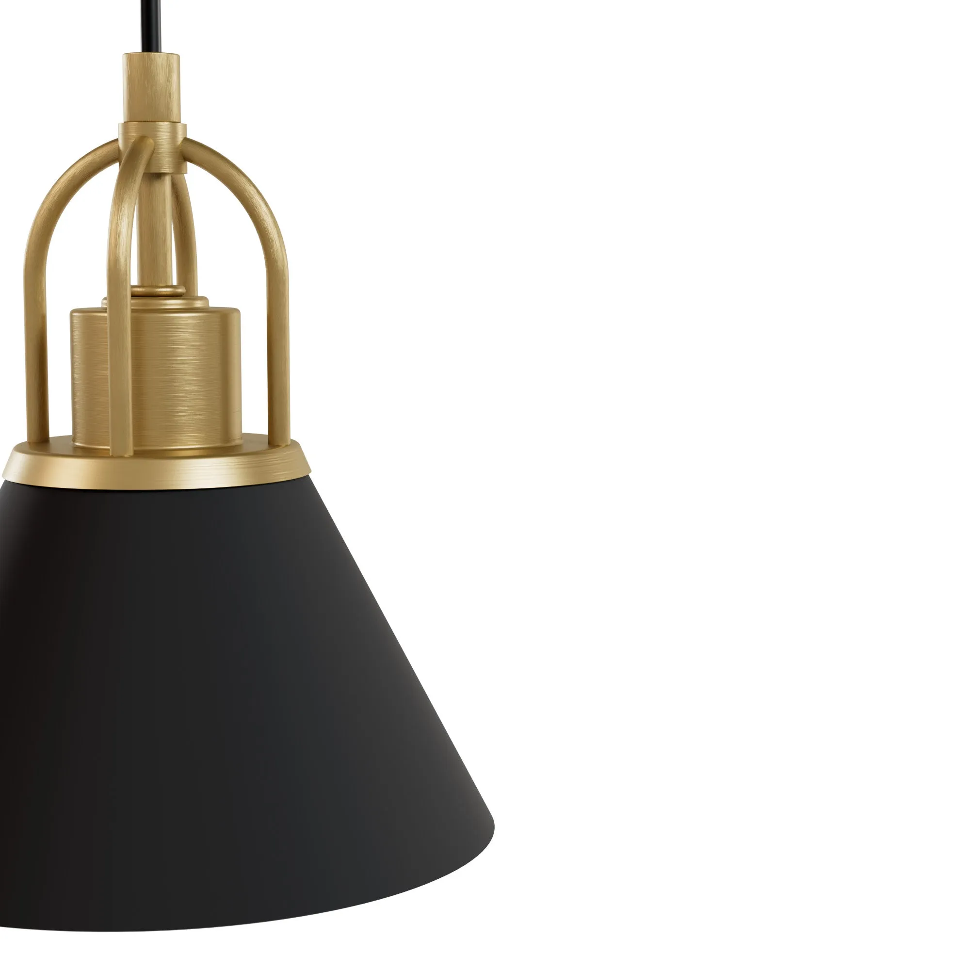 Hunter Carrington Isle Luxe Gold and Flat Matte Black 3 Light Pendant Cluster Ceiling Light Fixture - Jasmine Roth Collection
