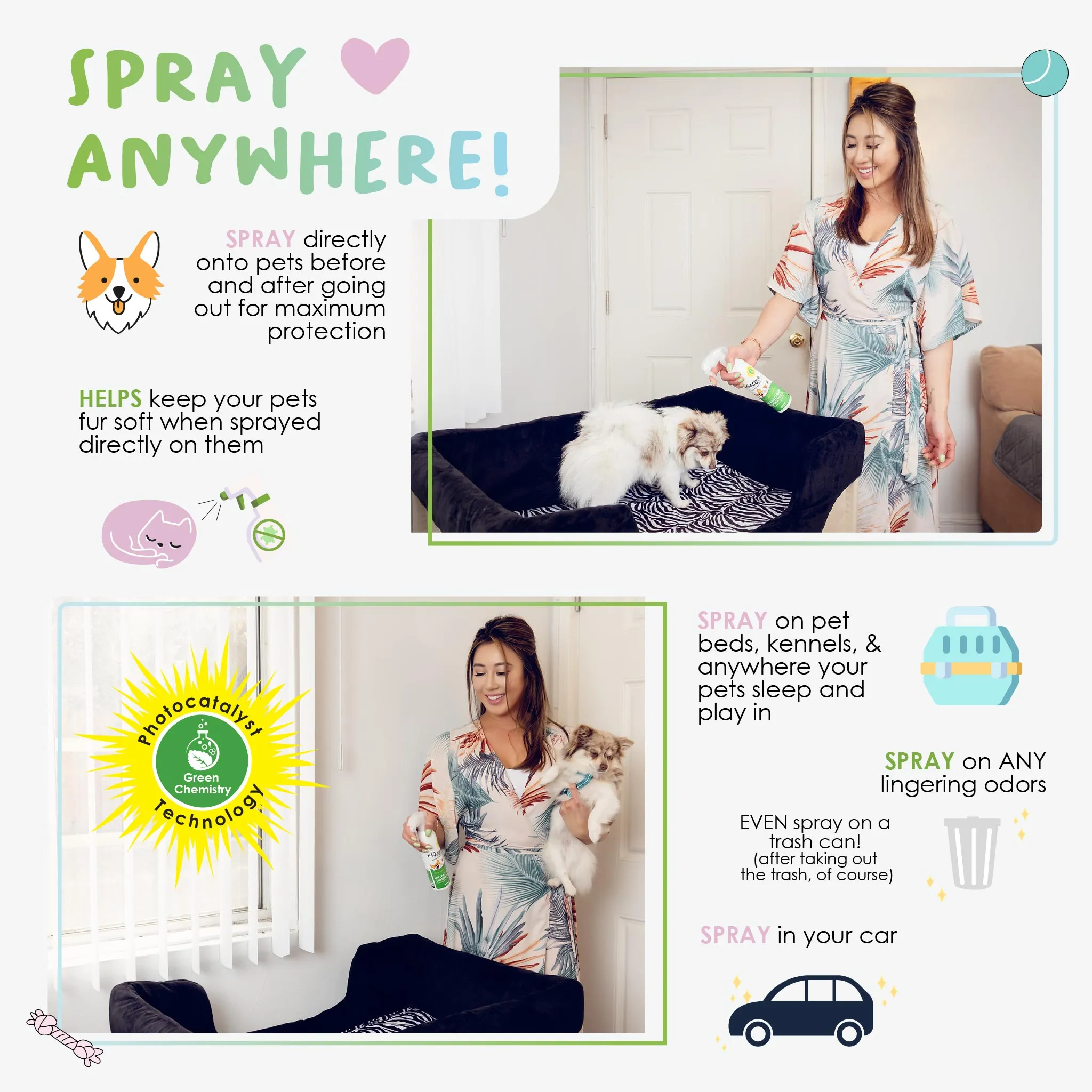 Instant Odor Eliminator X : Safe & Non-Toxic, Photocatalyst Technology, Pet Safe, Fragrance-Free - Removes Strong Pet Odors Fast