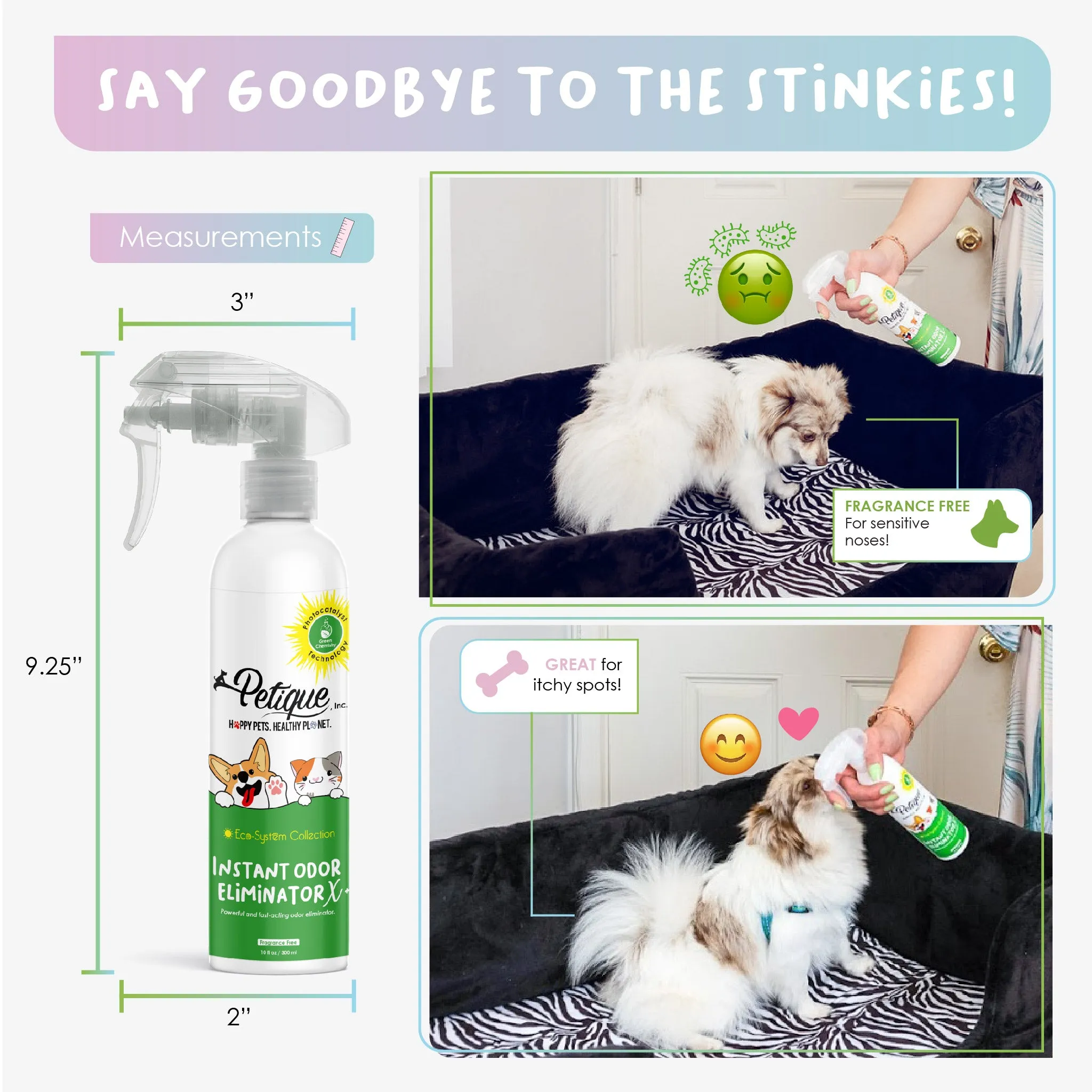 Instant Odor Eliminator X : Safe & Non-Toxic, Photocatalyst Technology, Pet Safe, Fragrance-Free - Removes Strong Pet Odors Fast
